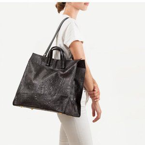 Clare V. Black Floral Simple Tote